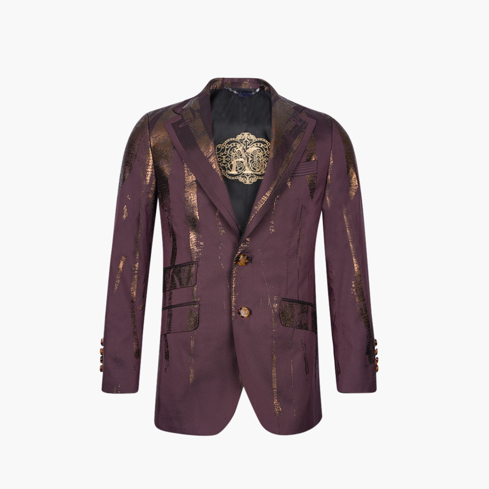 Burgundy & Copper Patterned Blazer - AG25W2VEG02