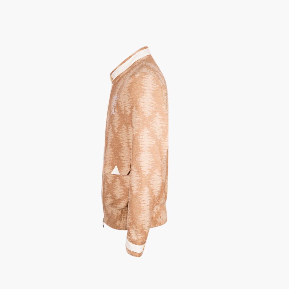 Camel Beige Jacquard Jacket - Angelo Galasso - Luxury Italian Menswear London