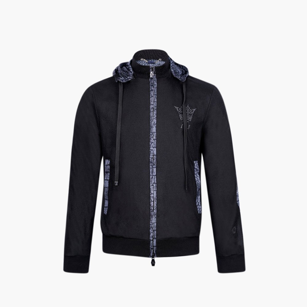 Black & Grey Wool Crown Tracksuit - Angelo Galasso - Luxury Italian Menswear London