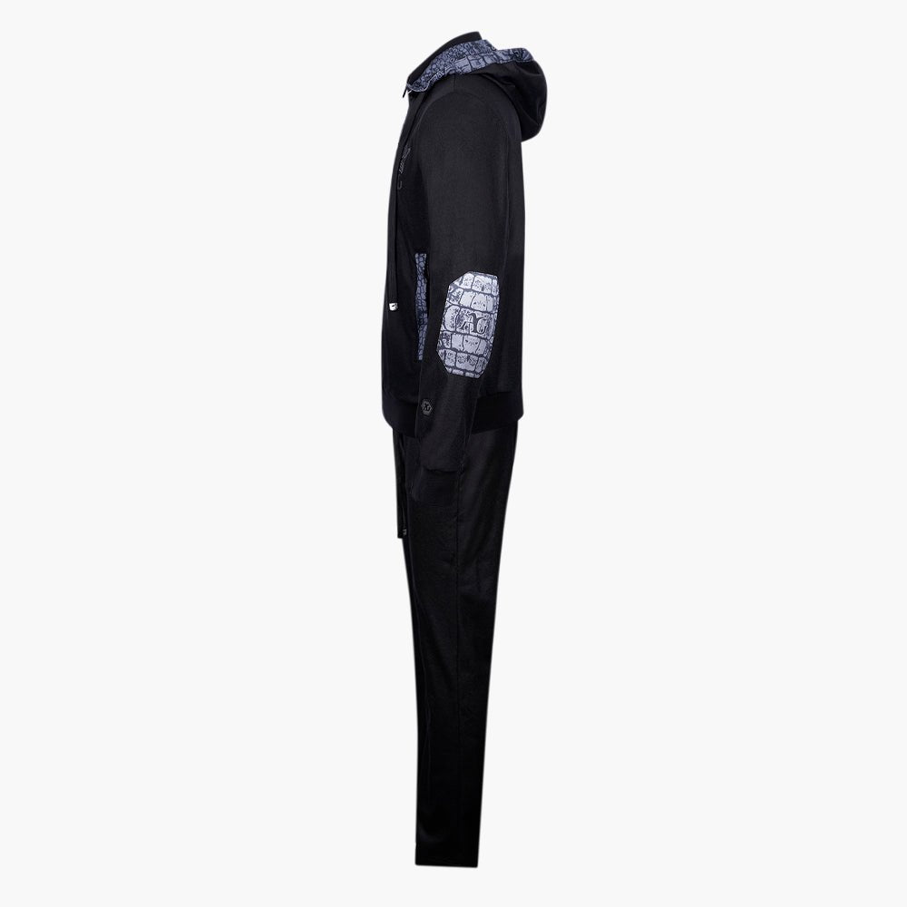 Black & Grey Wool Crown Tracksuit - Angelo Galasso - Luxury Italian Menswear London