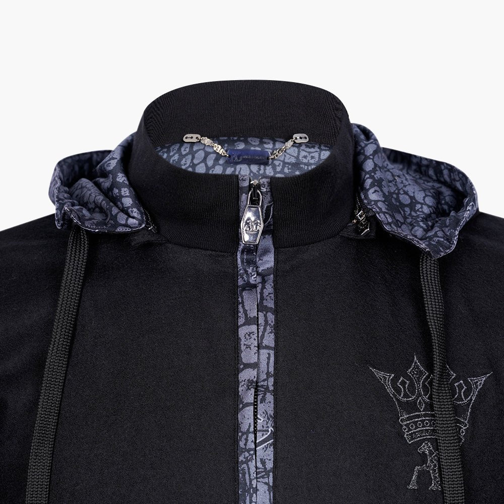 Black & Grey Wool Crown Tracksuit - Angelo Galasso - Luxury Italian Menswear London