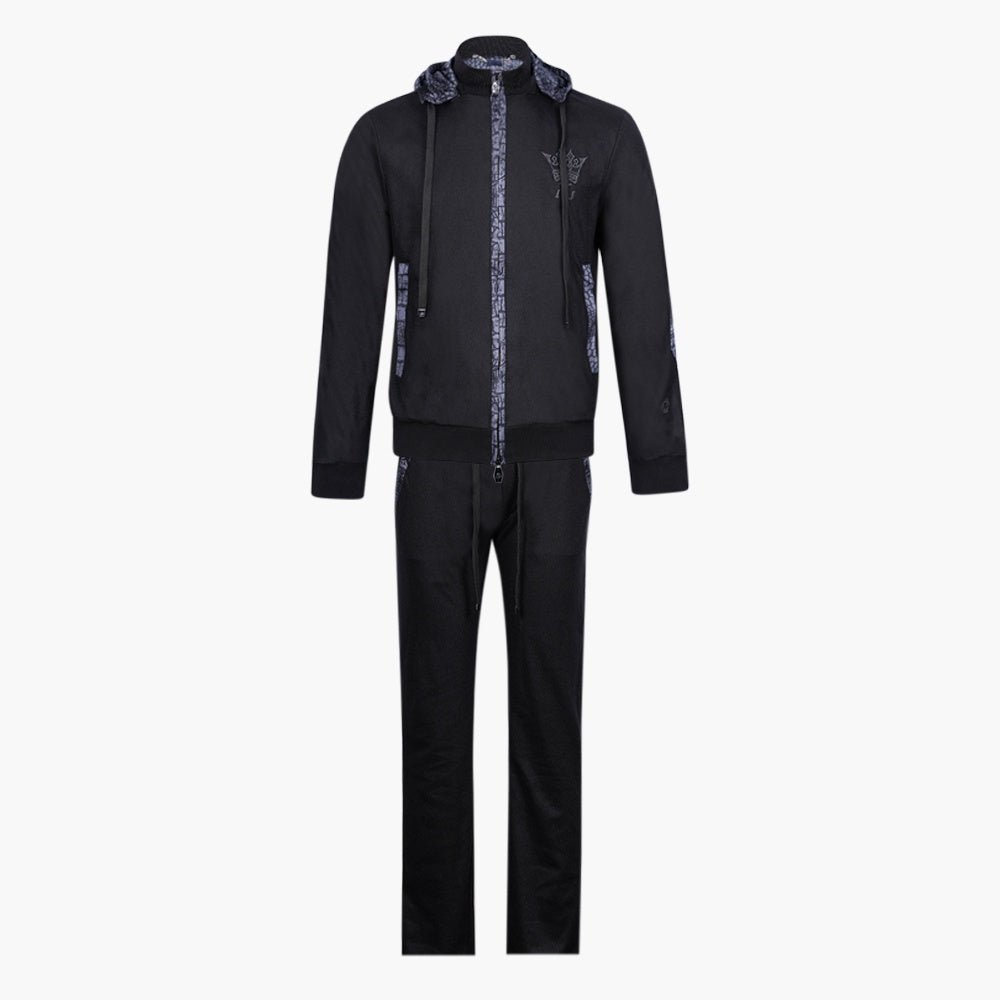 Black & Grey Wool Crown Tracksuit - Angelo Galasso - Luxury Italian Menswear London