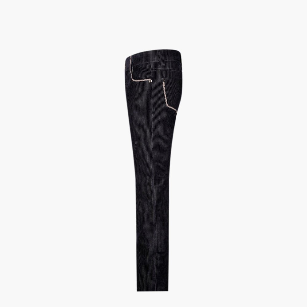 Navy Striped Velvet Jeans - Angelo Galasso - Luxury Italian Menswear London