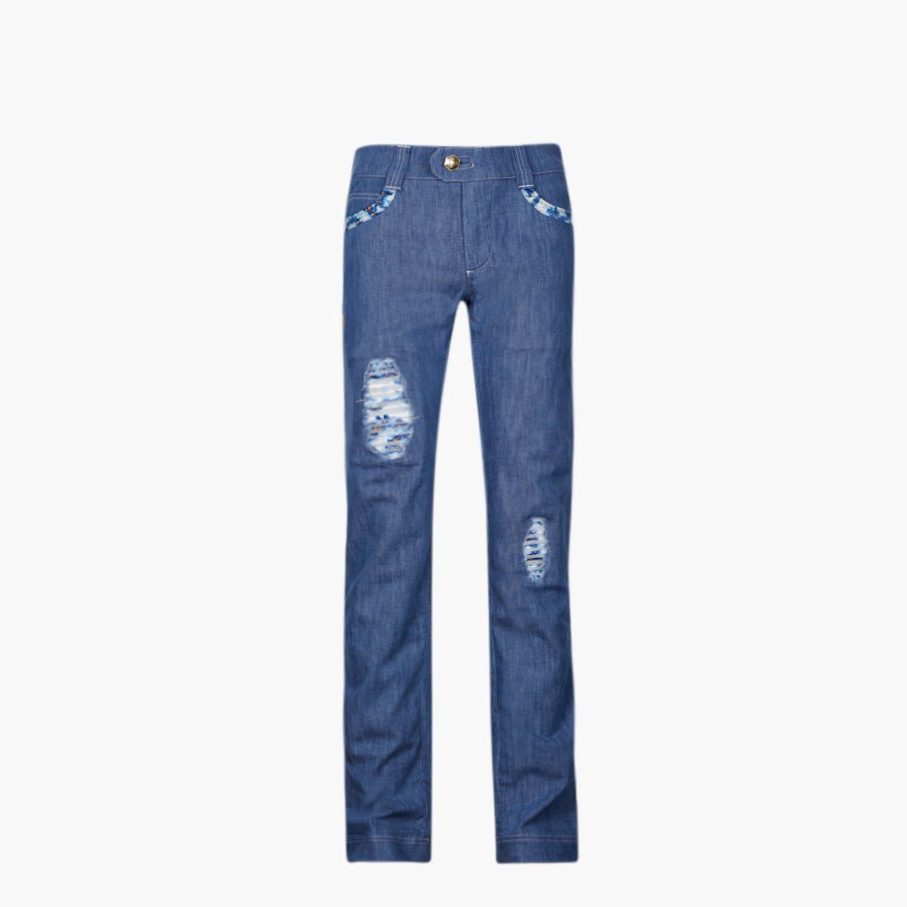 Blue & White Marble Jeans - Angelo Galasso - Luxury Italian Menswear London