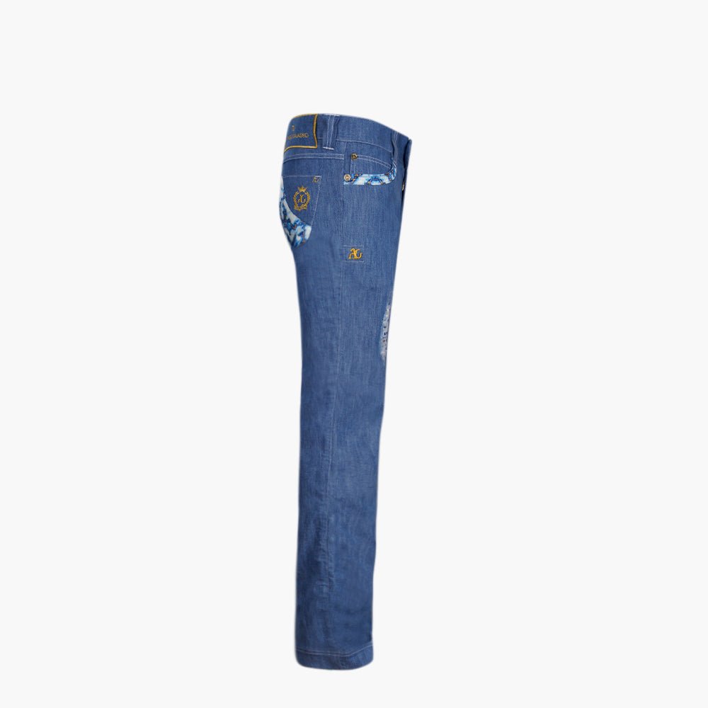 Blue & White Marble Jeans - Angelo Galasso - Luxury Italian Menswear London