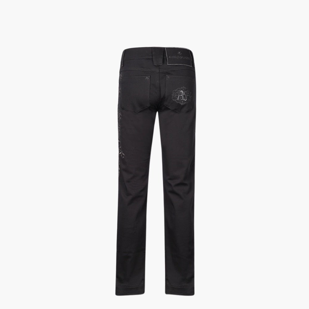 Jet Black Hand-Painted Ramage Jeans - Angelo Galasso - Luxury Italian Menswear London
