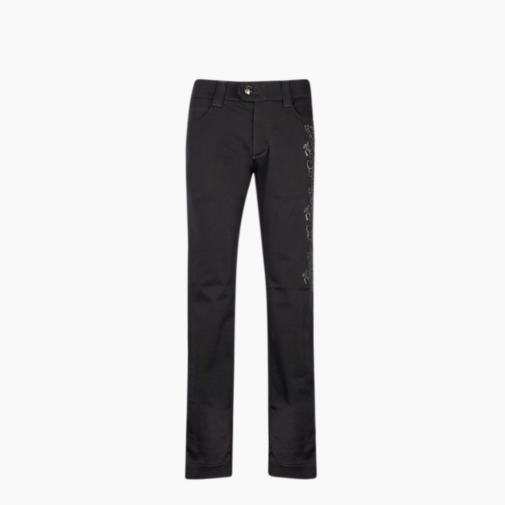Jet Black Hand-Painted Ramage Jeans - Angelo Galasso - Luxury Italian Menswear London