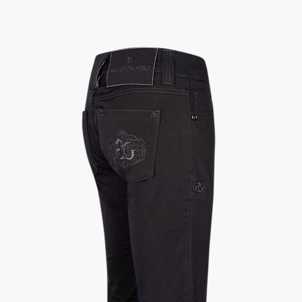 Jet Black Hand-Painted Ramage Jeans - Angelo Galasso - Luxury Italian Menswear London