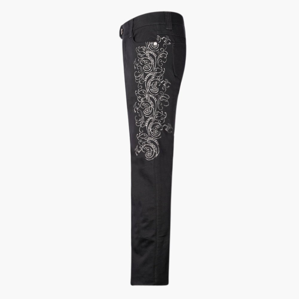 Jet Black Hand-Painted Ramage Jeans - Angelo Galasso - Luxury Italian Menswear London