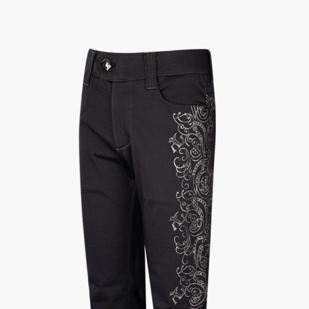 Jet Black Hand-Painted Ramage Jeans - Angelo Galasso - Luxury Italian Menswear London