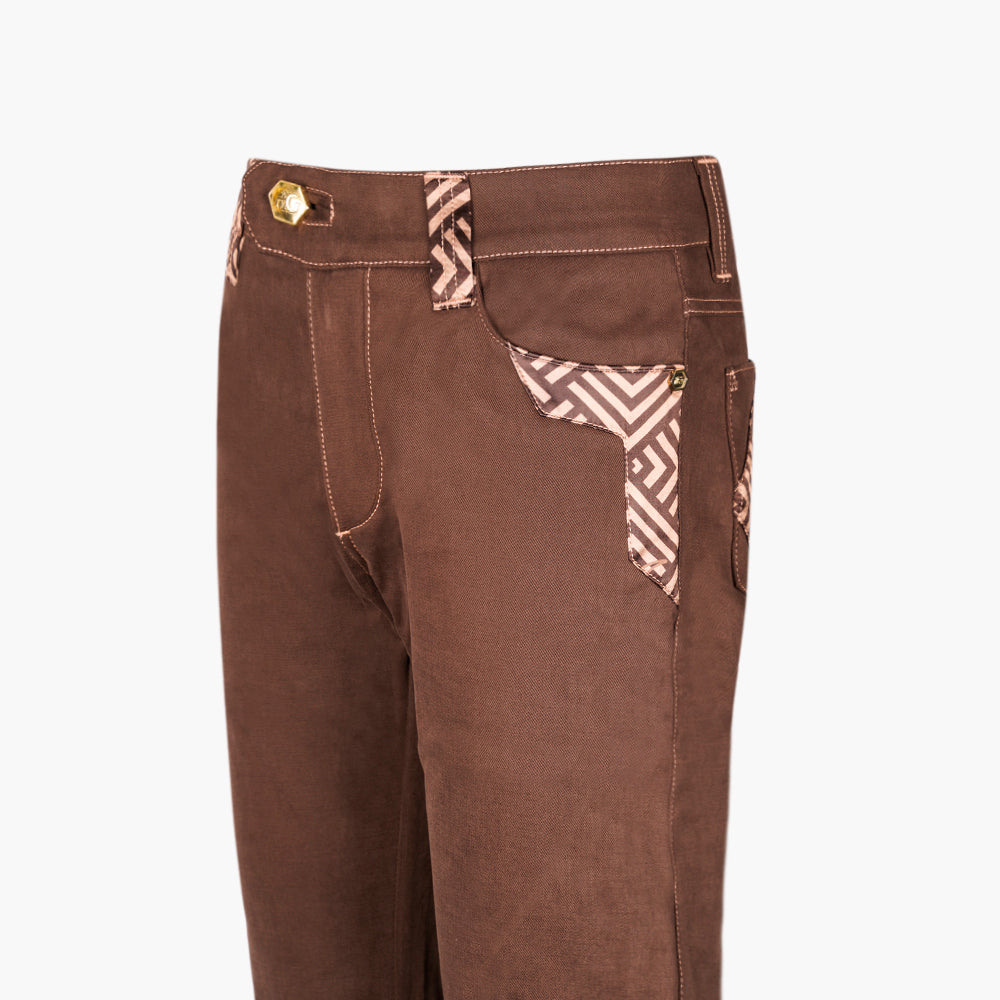 Brown & Beige AG Jeans with Silk Inserts - AG25WJJNS05