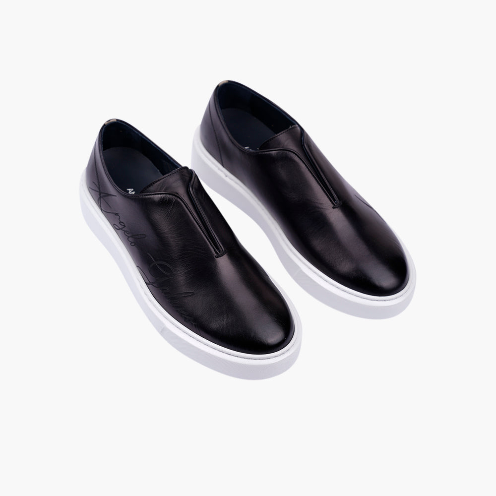 Black Signature Calf Leather Slip-on Shoes - AG25WSARB01