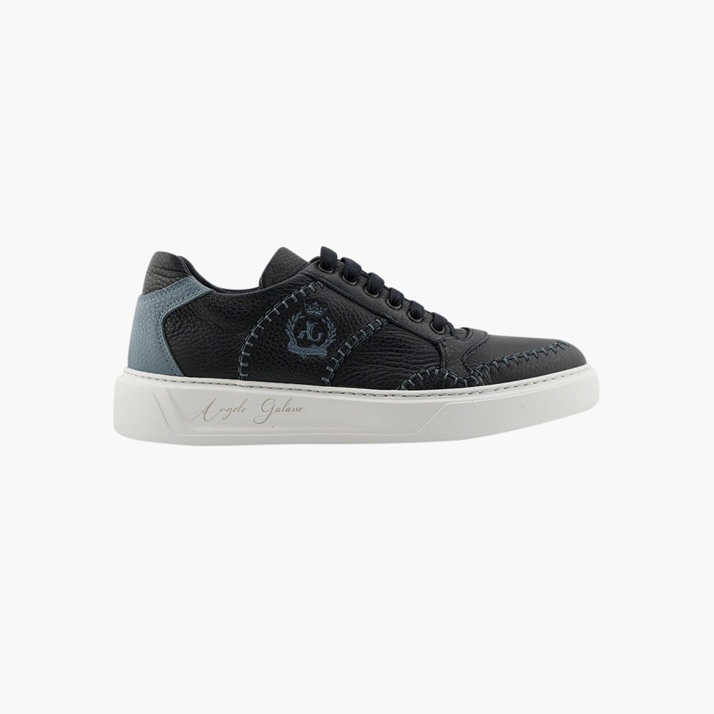 Blue Alloro Leather Trainers - Angelo Galasso - Luxury Italian Menswear London