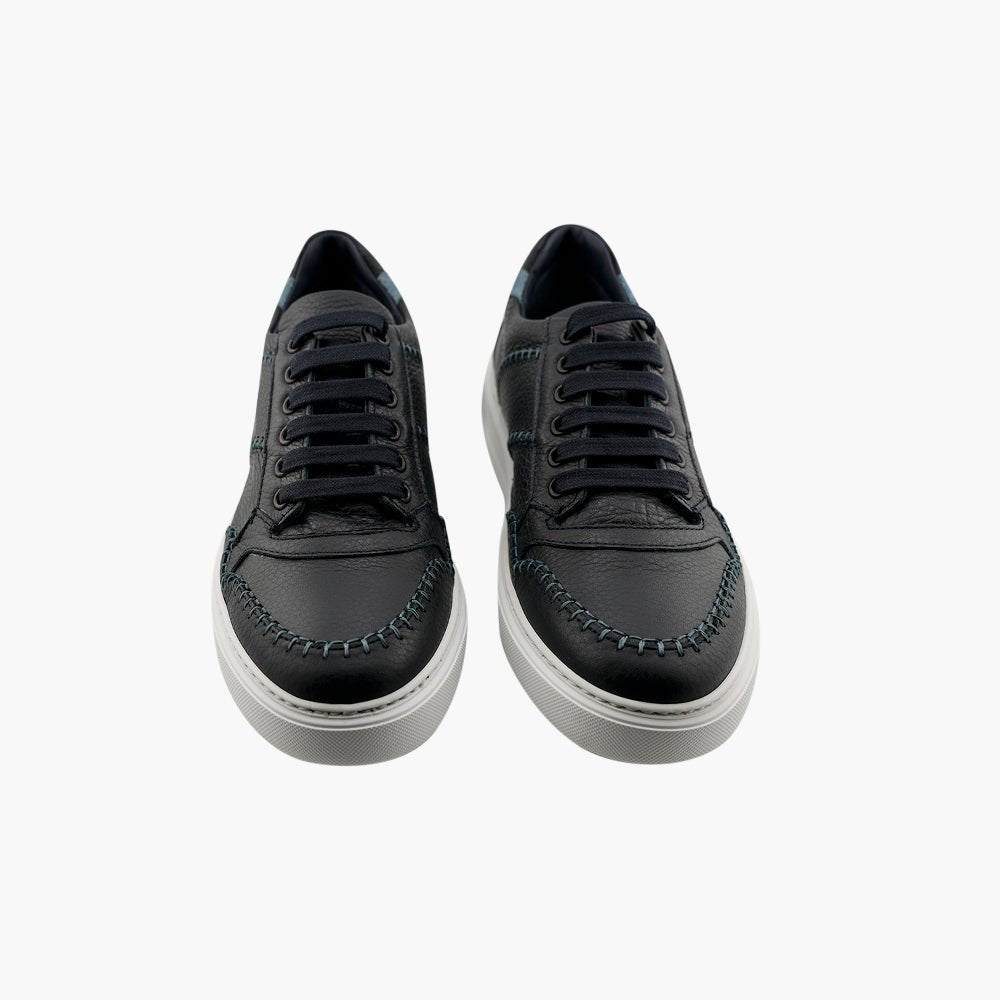 Blue Alloro Leather Trainers - Angelo Galasso - Luxury Italian Menswear London