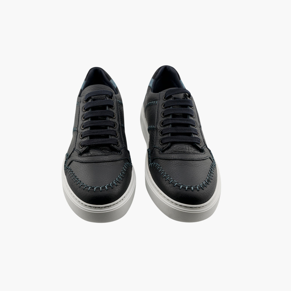 Blue Alloro Leather Trainers - AG25WSCAF01