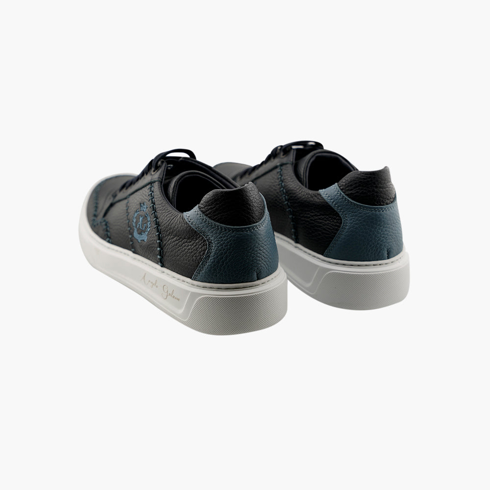 Blue Alloro Leather Trainers - AG25WSCAF01