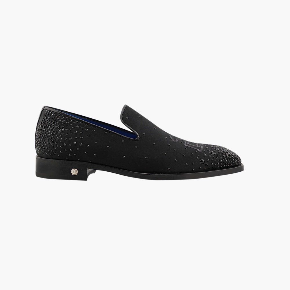 Black Slip-on with Black Crystals - Angelo Galasso - Luxury Italian Menswear London