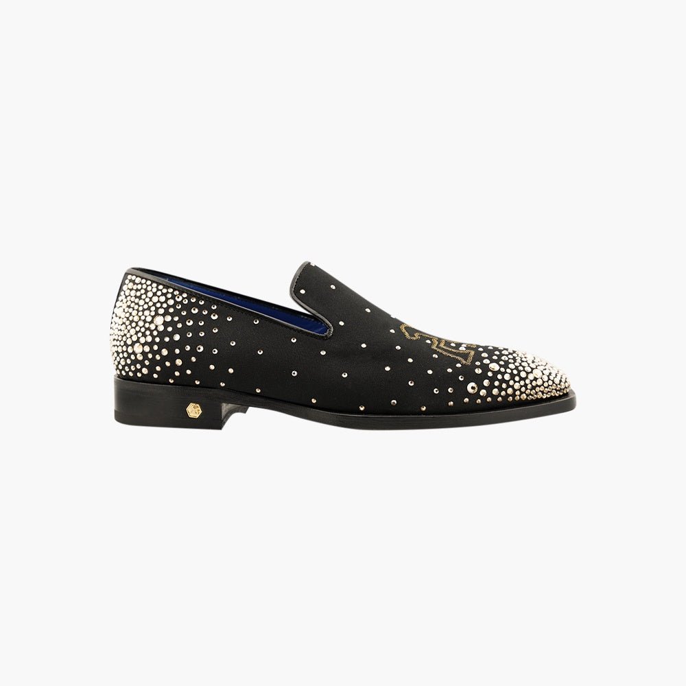 Black Slip-on with Gold Crystals - Angelo Galasso - Luxury Italian Menswear London