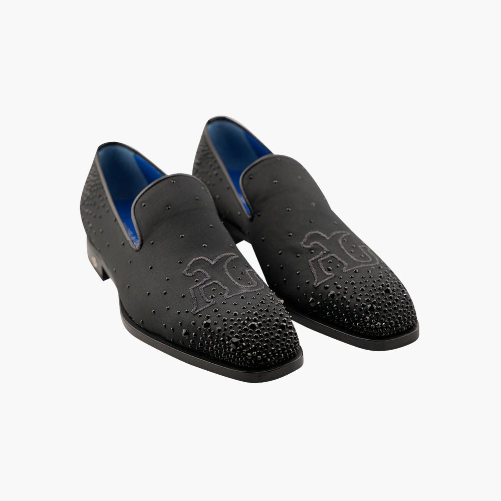 Black Slip-on with Black Crystals - Angelo Galasso - Luxury Italian Menswear London