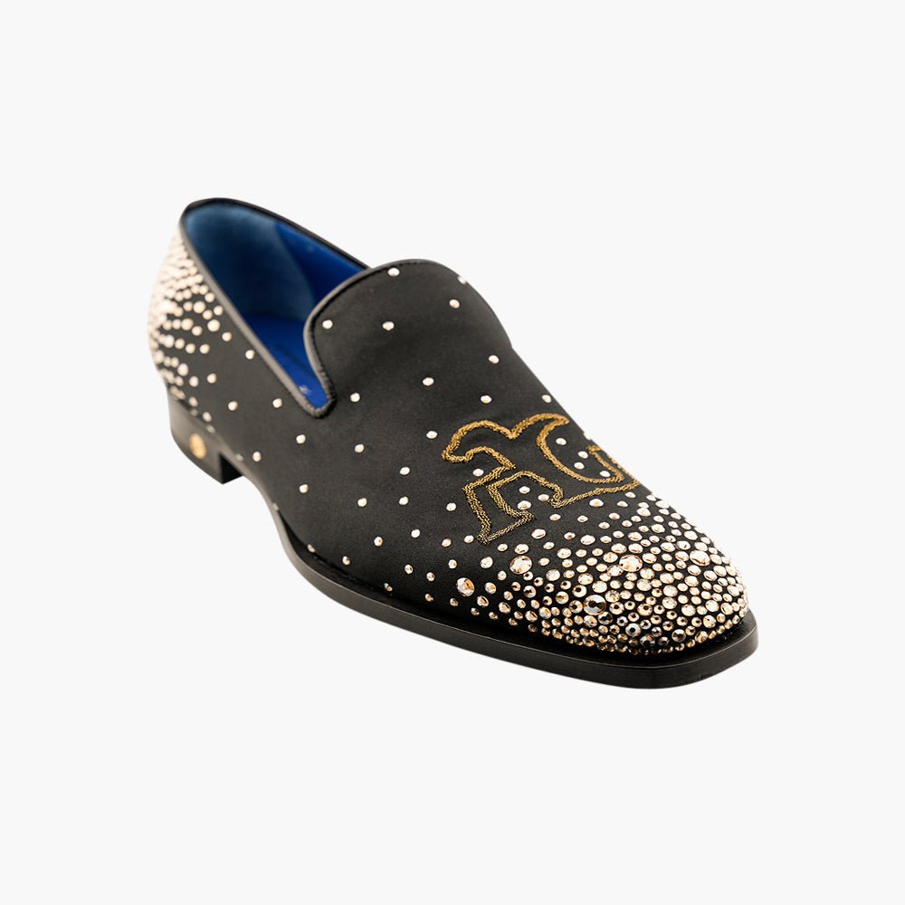 Black Slip-on with Gold Crystals - Angelo Galasso - Luxury Italian Menswear London