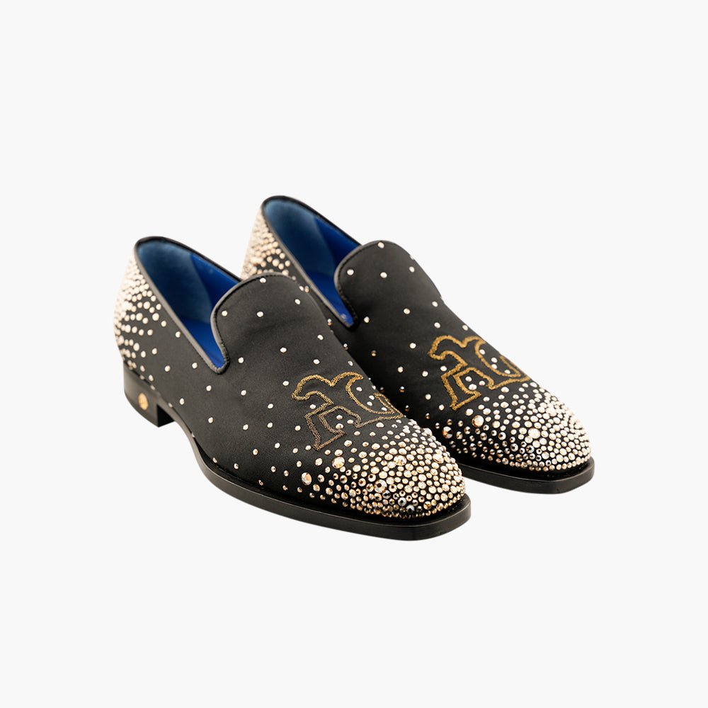Black Slip-on with Gold Crystals - Angelo Galasso - Luxury Italian Menswear London