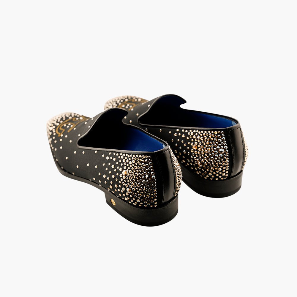 Black Slip-on with Gold Crystals - Angelo Galasso - Luxury Italian Menswear London