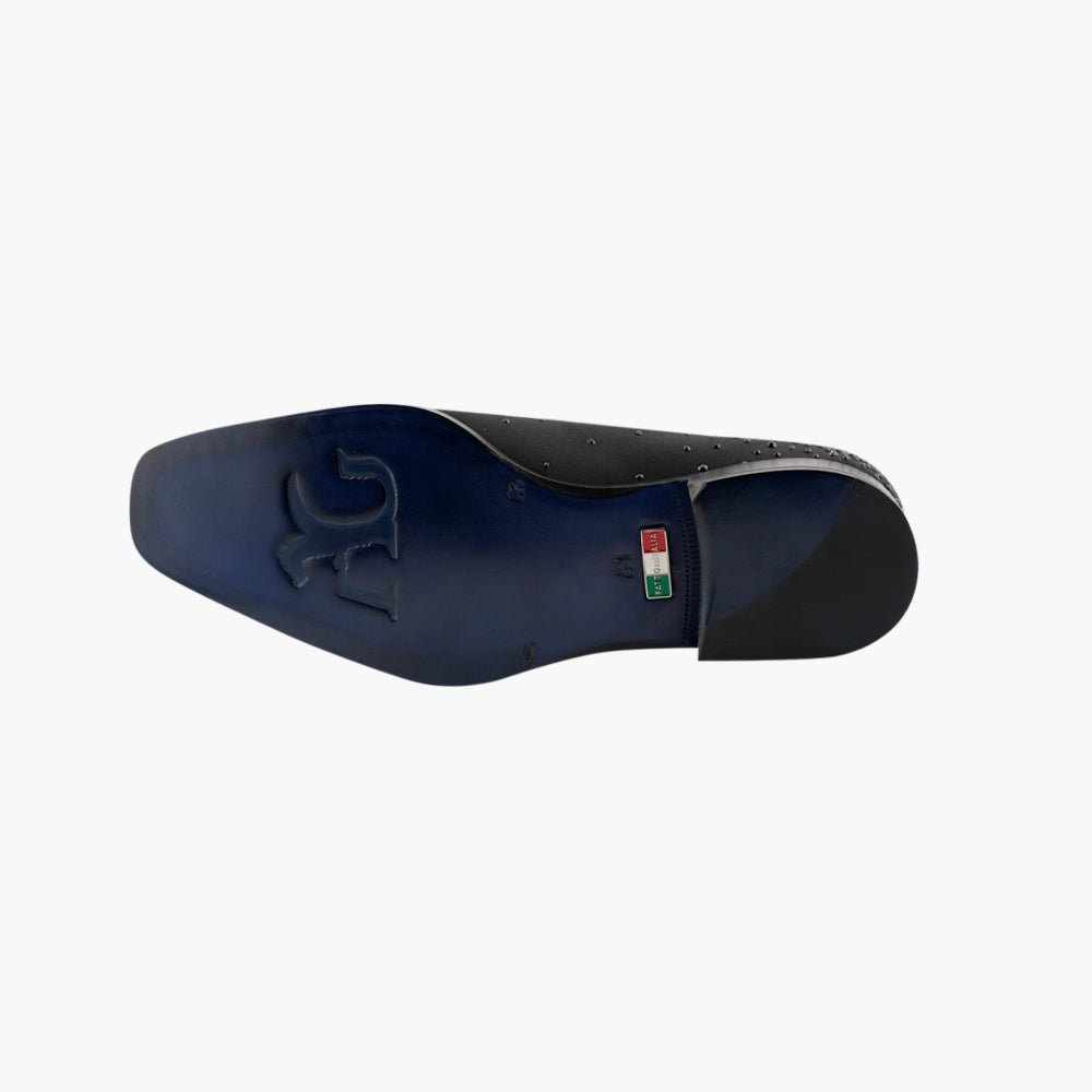 Black Slip-on with Black Crystals - Angelo Galasso - Luxury Italian Menswear London
