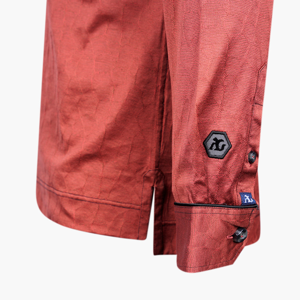 Rust Jacquard Polo with Alloro Logo - AG25WTPLO01