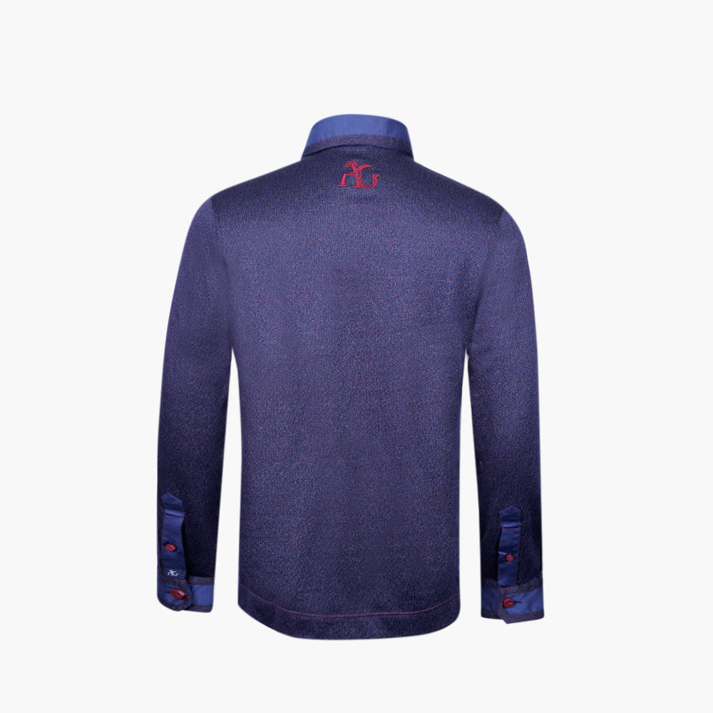 Navy & Burgundy Jacquard Polo with Hexagonal Logo - AG25WTPLO02