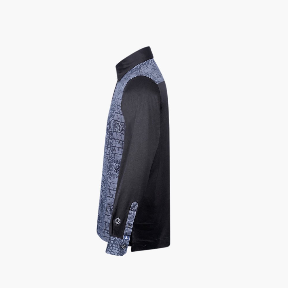 Crocodile Print Long Sleeve Polo - Angelo Galasso - Luxury Italian Menswear London