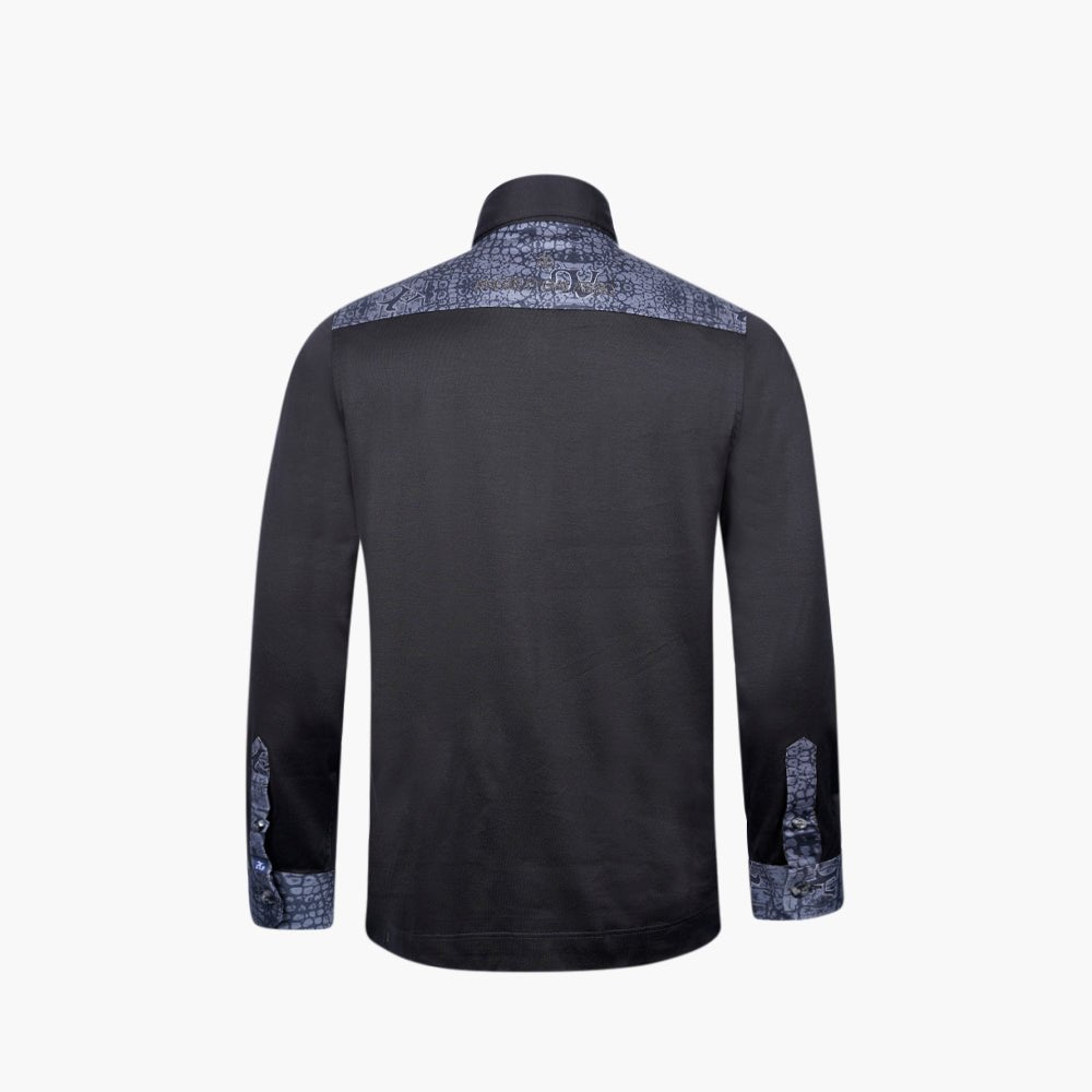 Crocodile Print Long Sleeve Polo - Angelo Galasso - Luxury Italian Menswear London