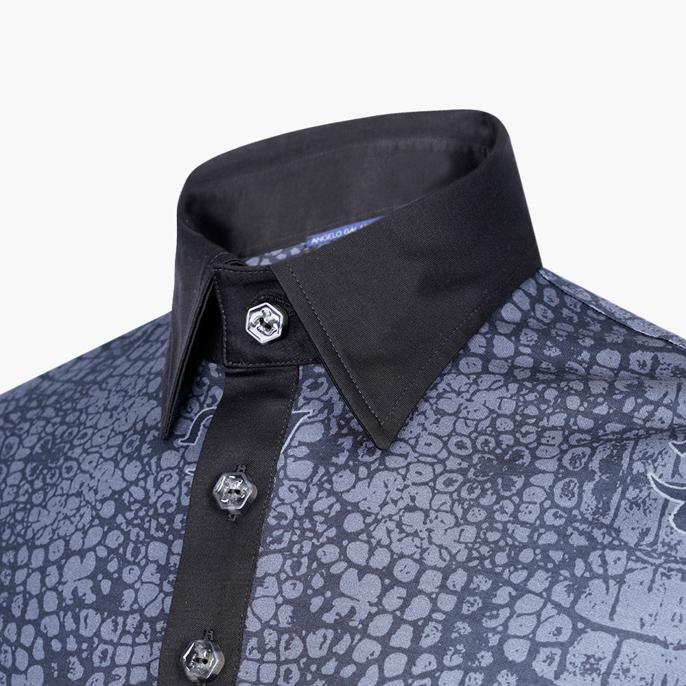 Crocodile Print Long Sleeve Polo