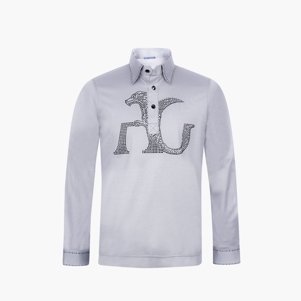 Grey Polo with Jet Black Crystals - Angelo Galasso - Luxury Italian Menswear London