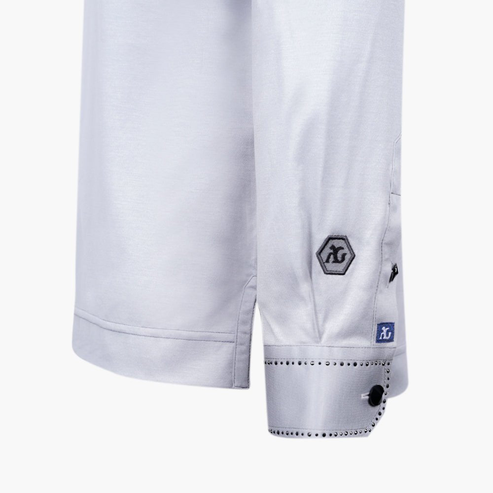 Grey Polo with Jet Black Crystals - Angelo Galasso - Luxury Italian Menswear London