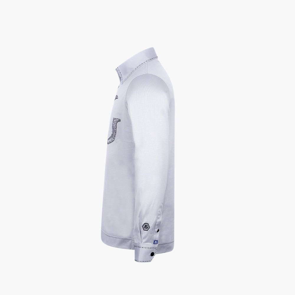Grey Polo with Jet Black Crystals - Angelo Galasso - Luxury Italian Menswear London