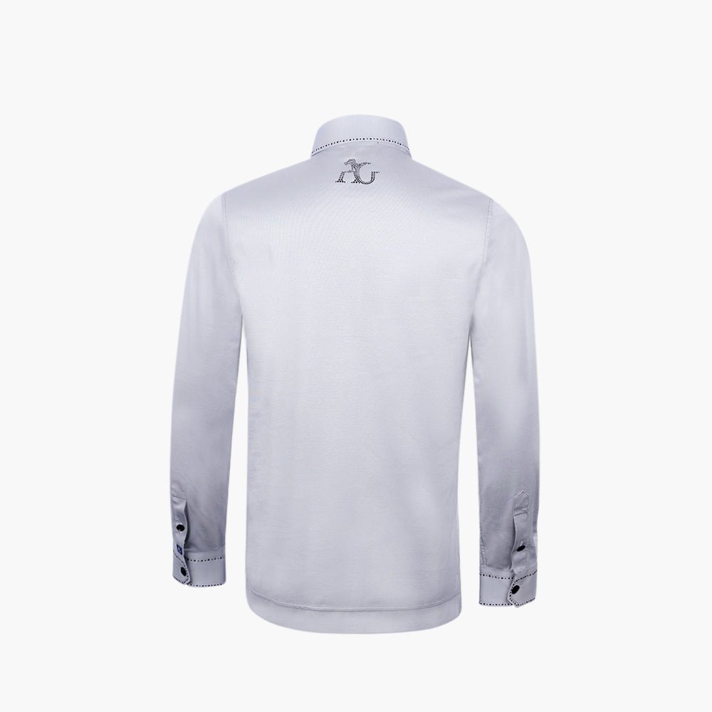 Grey Polo with Jet Black Crystals - Angelo Galasso - Luxury Italian Menswear London