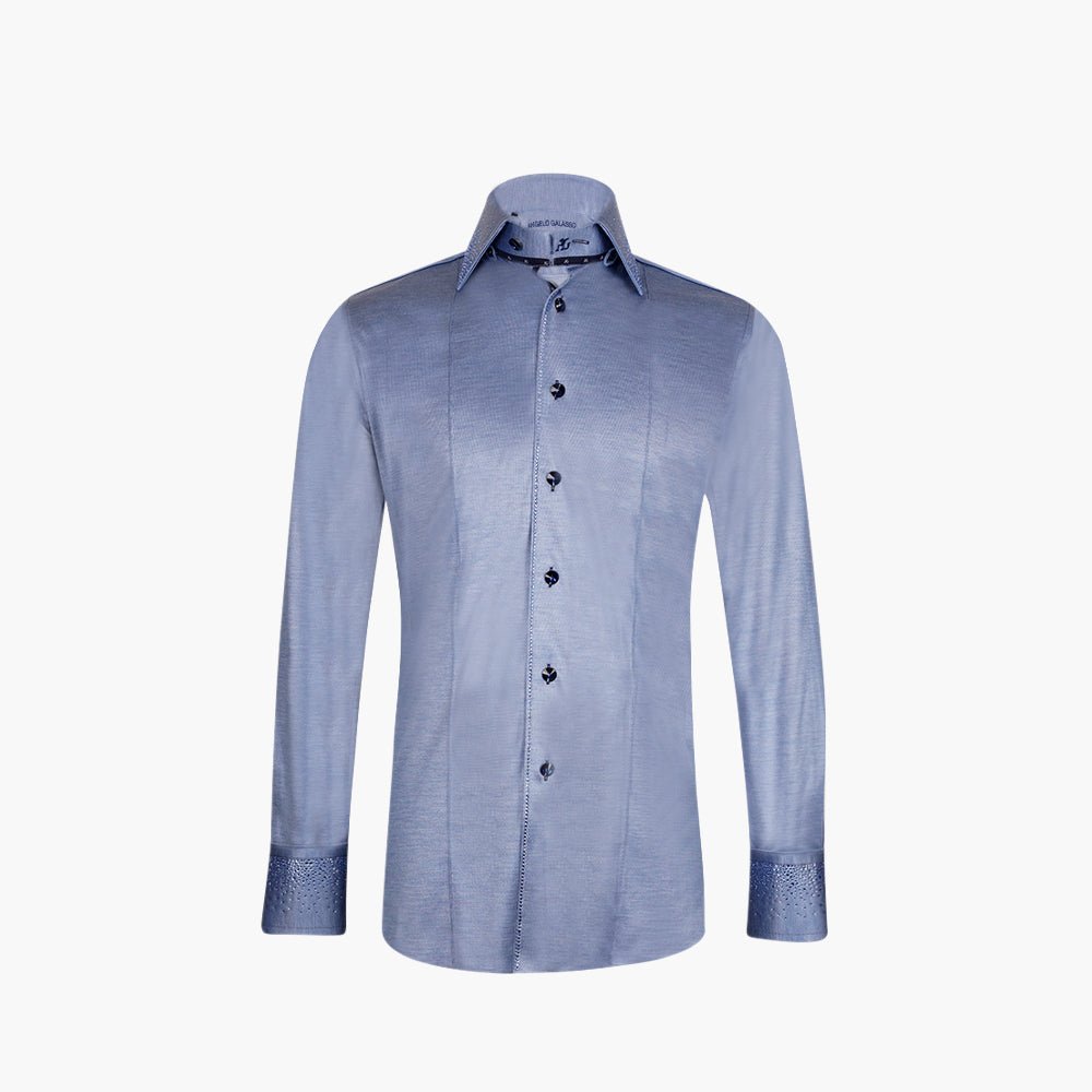 Light Blue Corleone Jersey Shirt - Angelo Galasso - Luxury Italian Menswear London