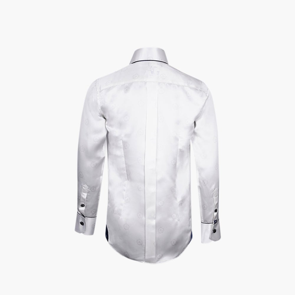 White Alloro Custom-Print Silk Shirt - Angelo Galasso - Luxury Italian Menswear London