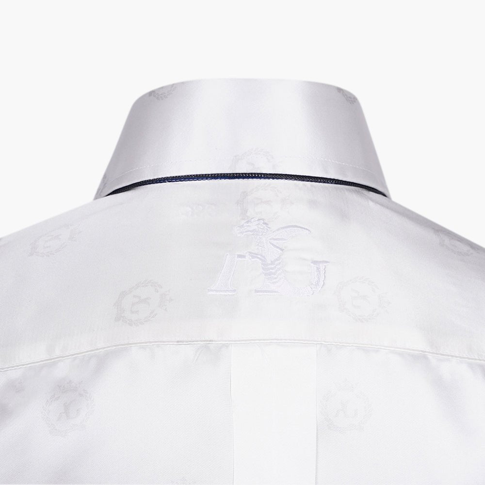 White Alloro Custom-Print Silk Shirt - Angelo Galasso - Luxury Italian Menswear London