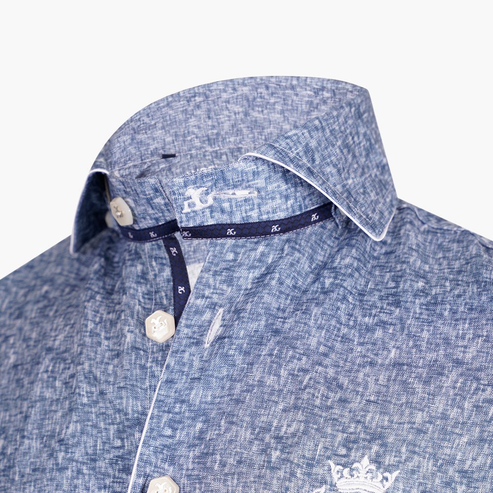 Light Blue Short Sleeves Alloro Shirt - Angelo Galasso - Luxury Italian Menswear London