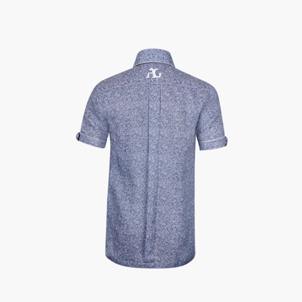 Light Blue Short Sleeves Alloro Shirt - Angelo Galasso - Luxury Italian Menswear London