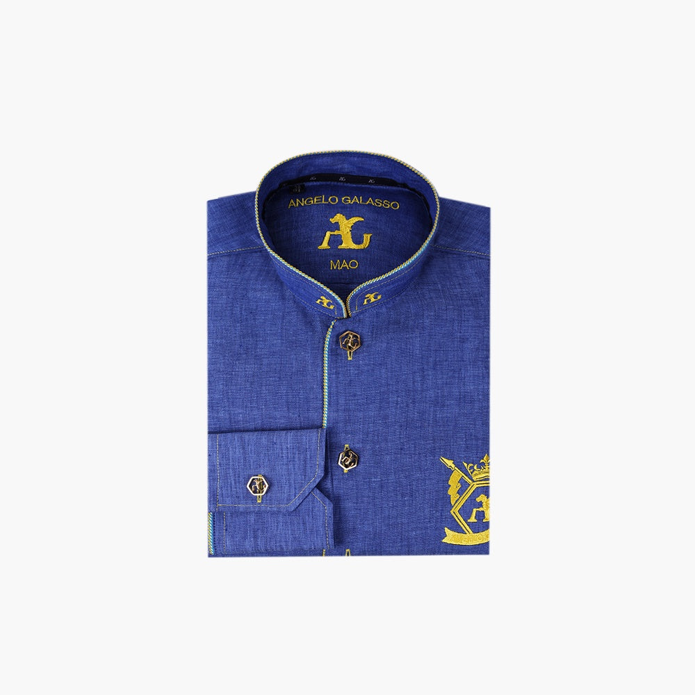 Blue & Yellow Mao Shirt