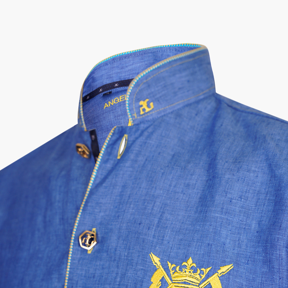 Blue & Yellow Mao Shirt