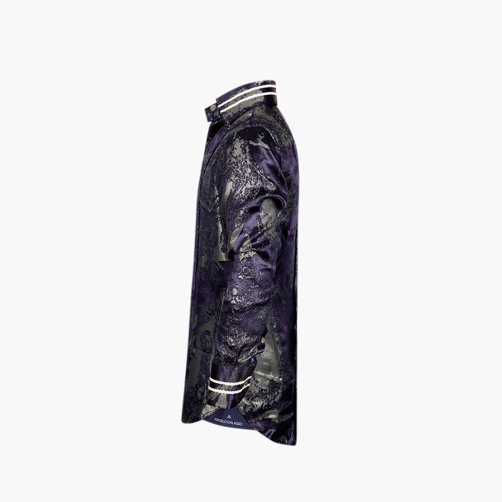 Navy & Gold Lamé Corleone Shirt - Angelo Galasso - Luxury Italian Menswear London