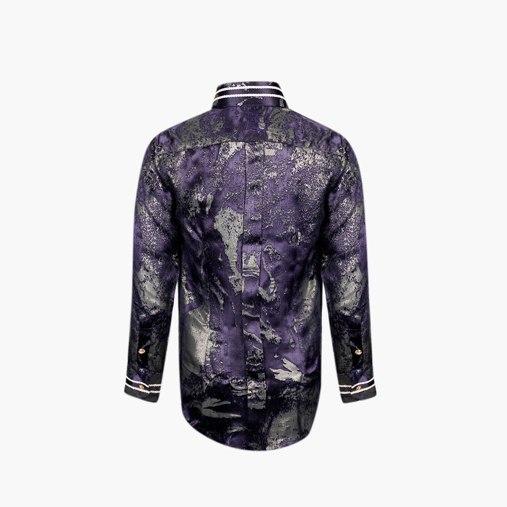 Navy & Gold Lamé Corleone Shirt - Angelo Galasso - Luxury Italian Menswear London