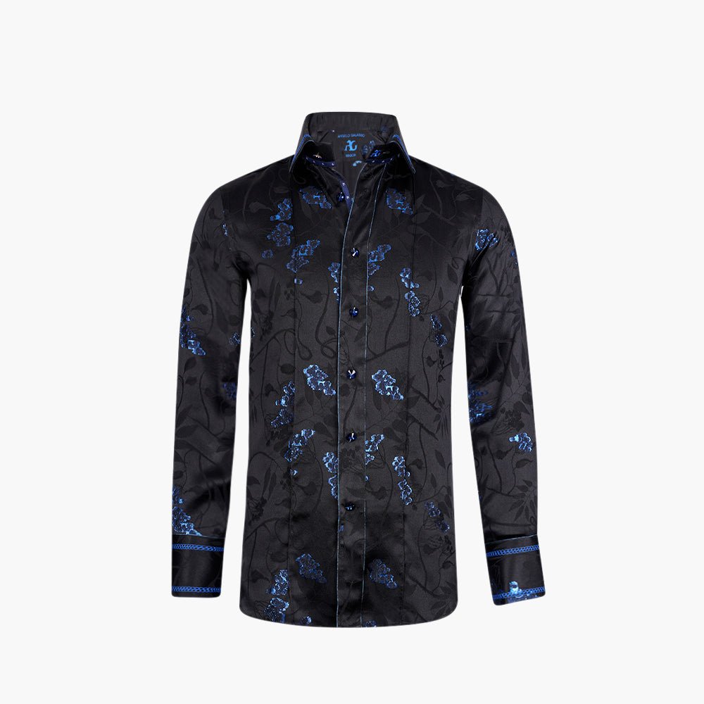 Blue & Black Fil Coupe Mason Shirt - Angelo Galasso - Luxury Italian Menswear London