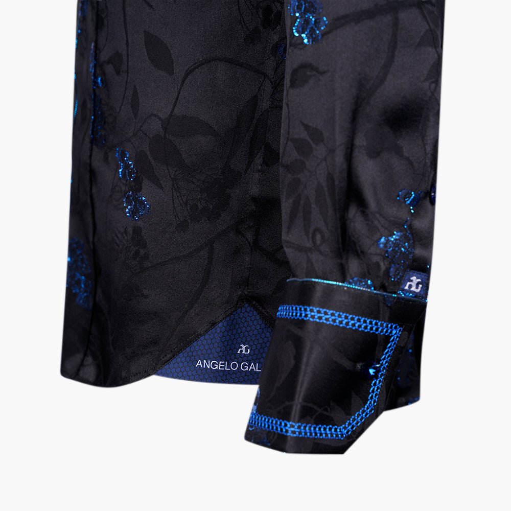 Blue & Black Fil Coupe Mason Shirt - Angelo Galasso - Luxury Italian Menswear London