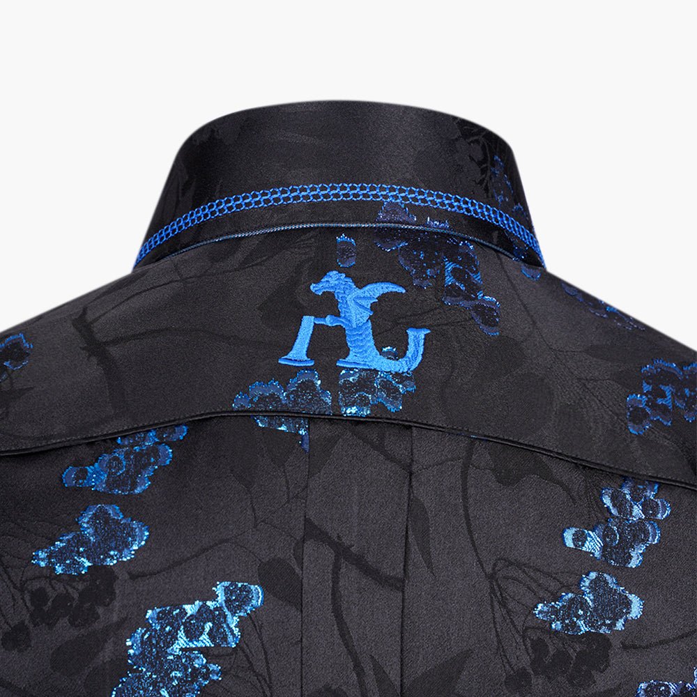 Blue & Black Fil Coupe Mason Shirt - Angelo Galasso - Luxury Italian Menswear London