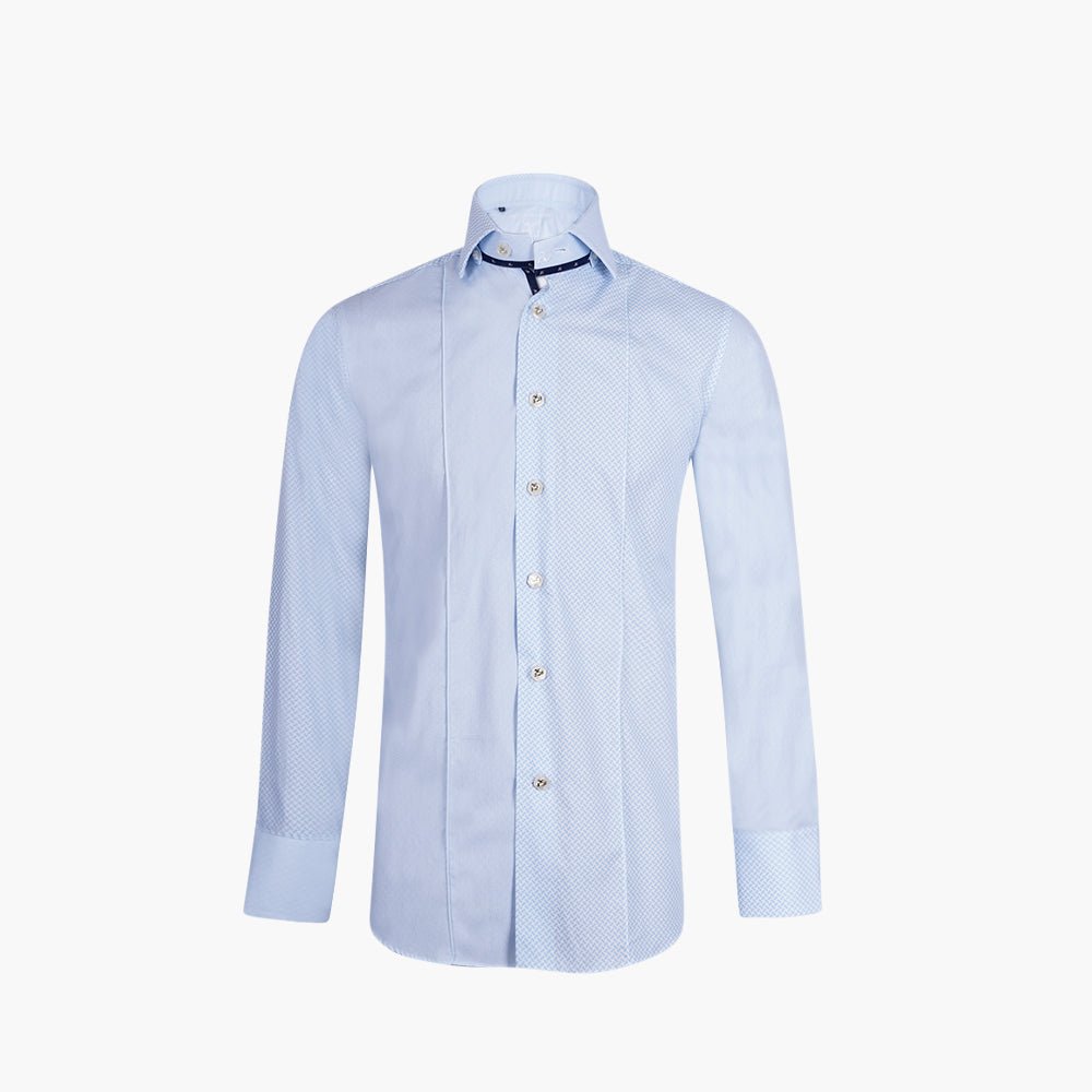 Light Blue Mason Collar Cotton Shirt - Angelo Galasso - Luxury Italian Menswear London
