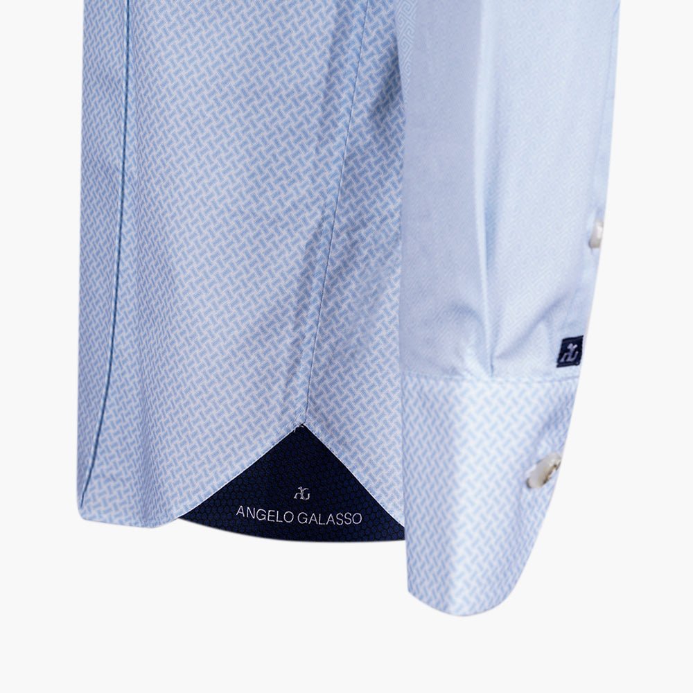 Light Blue Mason Collar Cotton Shirt - Angelo Galasso - Luxury Italian Menswear London